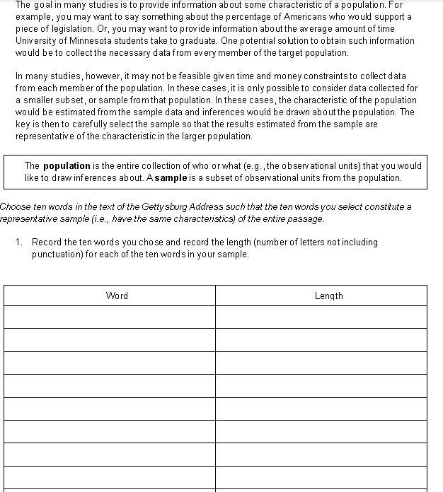 sample. In practice, it is often impossible to examine every unit of