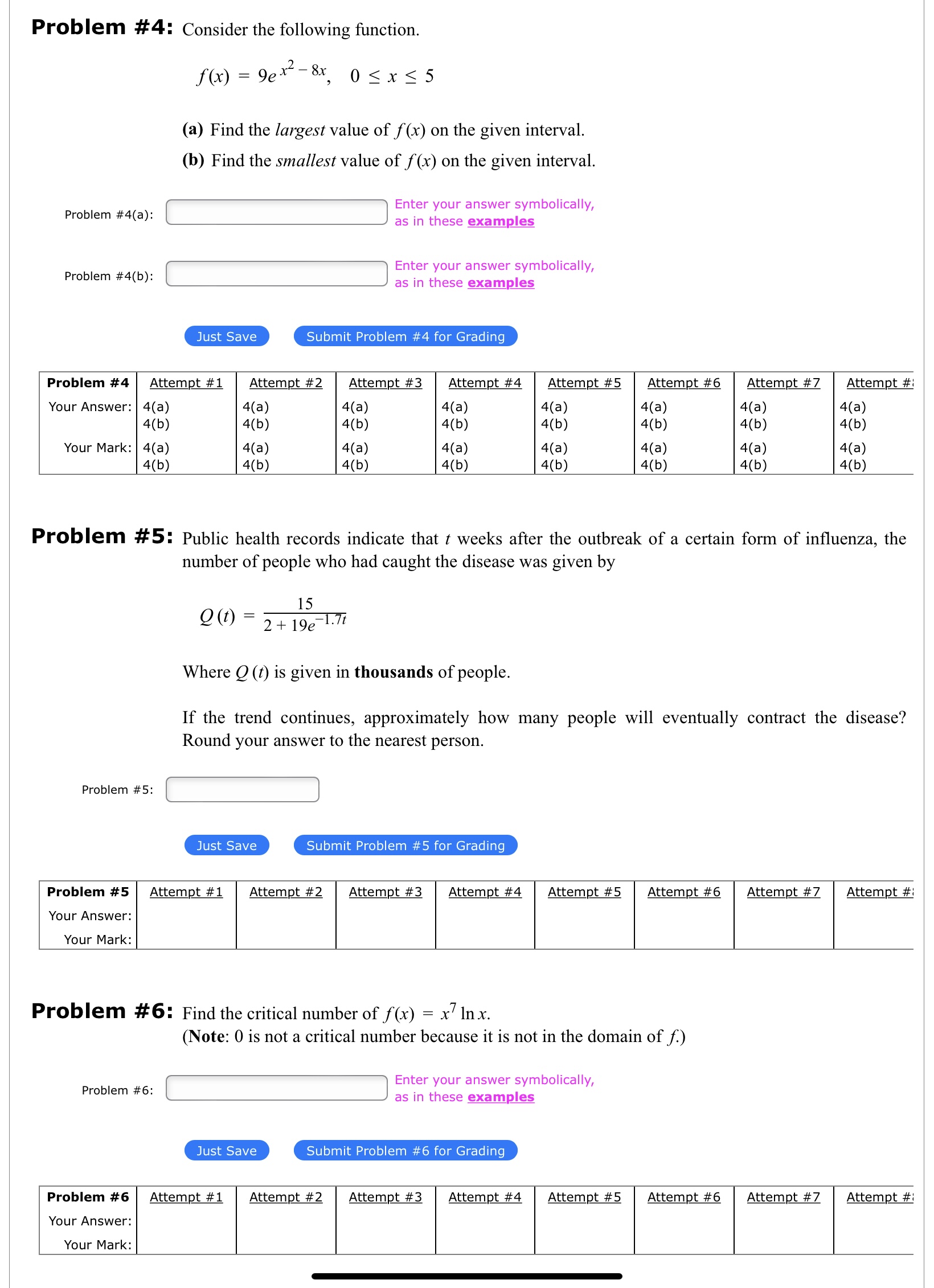 Attempt #3 Attempt #4 Attempt #5 Attempt #6 Attempt #7 Attempt #: