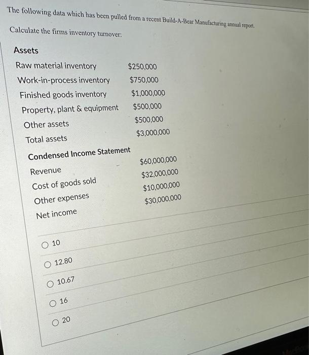 please help urgent The following data which has been pulled from a