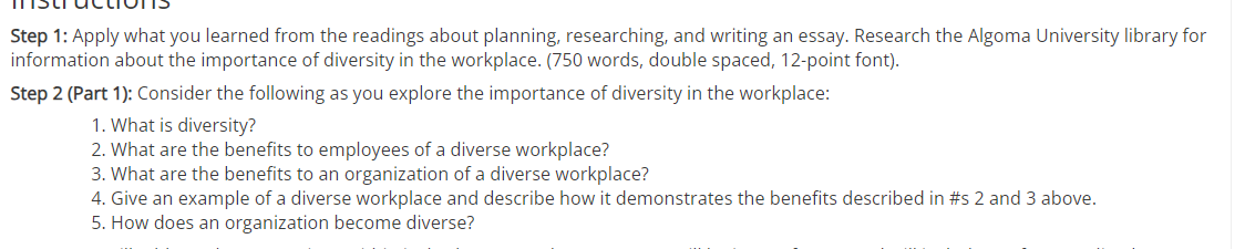 Step 1: Apply what you learned from the readings about planning,
