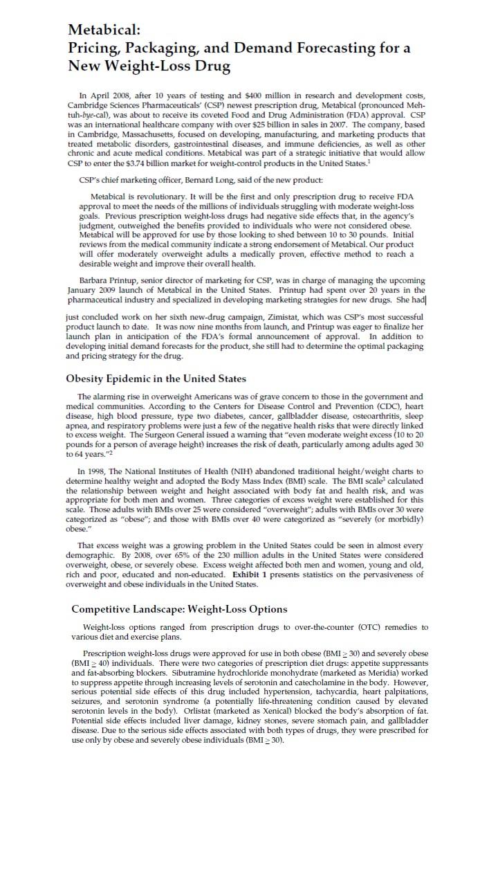 Case of Study 1 - Metabical: Pricing, Packaging, and Demand Forecasting for