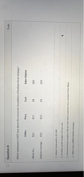  D Question 8 Which statement is NOT true about the economic