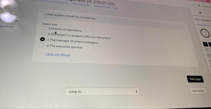 Operationti b. The project or program office for that propect C. The