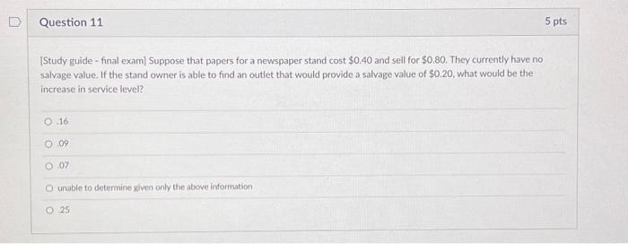  [Study guide - final exam] Suppose that papers for a newspaper