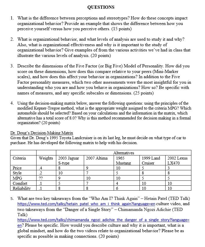 1. What is the difference between perceptions and stereotypes? How do