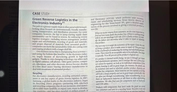  Green Reverse Logistics in the Electronics Industry 11 and Electronics (ATCLE).