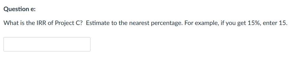 (Projects A, B, and C) at various interest rates. Use this information