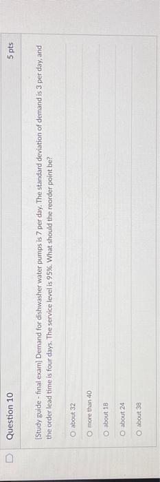  [Study guide - final exam] Demand for dishwasher water pumps is