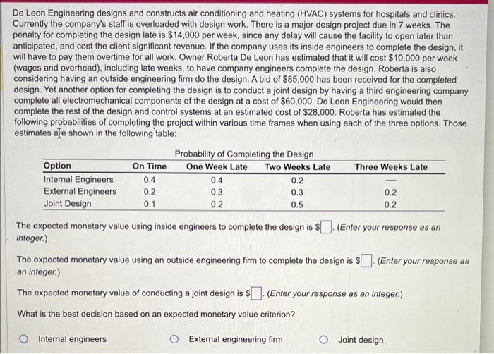 De Leon Engineering designs and constructs air conditioning and heating (HVAC)