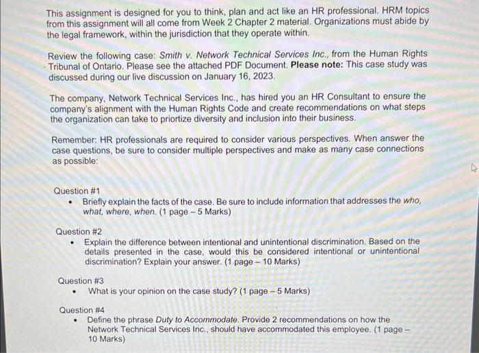  This assignment is designed for you to think, plan and act