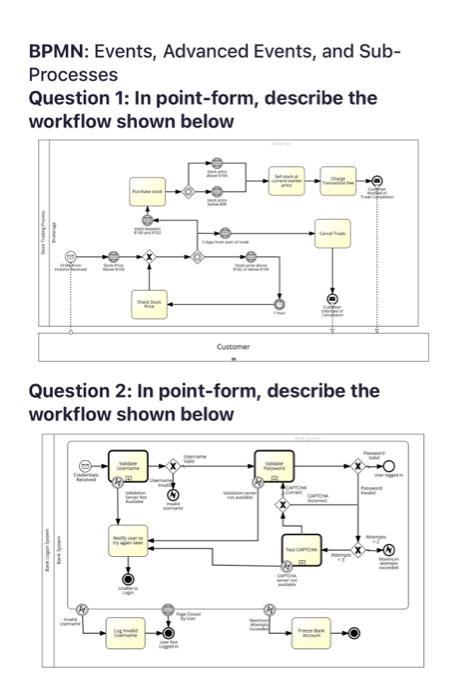  BPMN: Events, Advanced Events, and SubProcesses Question 1: In point-form, describe