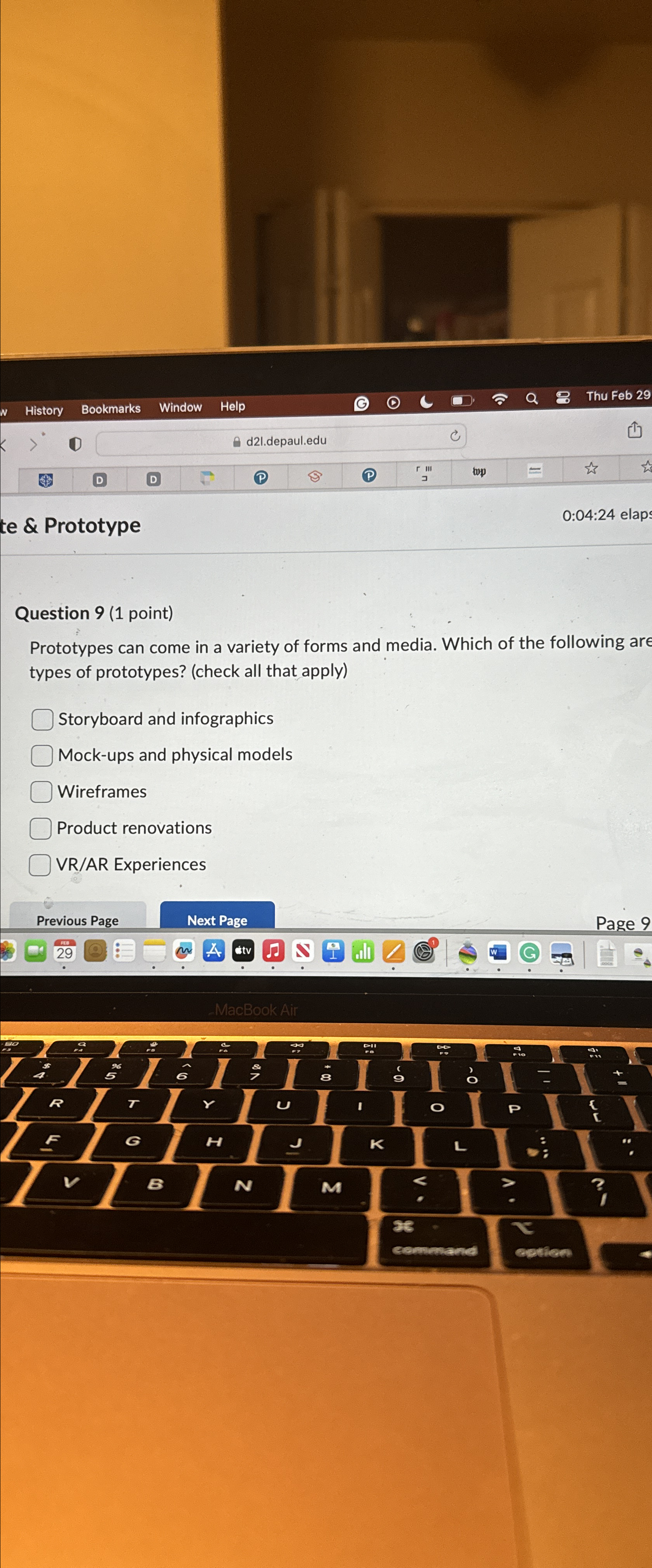  te & Prototype 0:04:24 elap Question 9(1 point) Prototypes can come