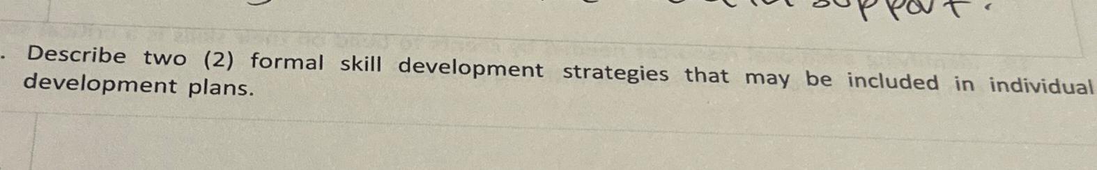  Describe two (2) formal skill development strategies that may be included
