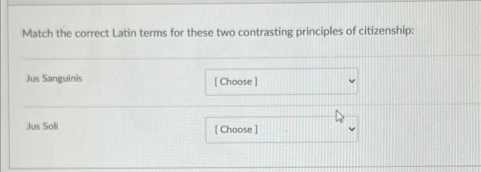  Match the correct Latin terms for these two contrasting principles of