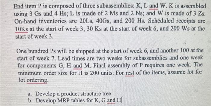 please help solve a & b. thank you! :) End item P