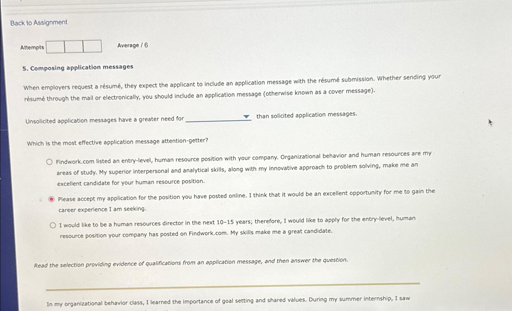  Back to Assignment Attempts Average /6 5. Composing application messages When