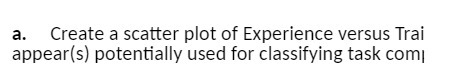  a. Create a scatter plot of Experience versus Trai appear(s) potentially