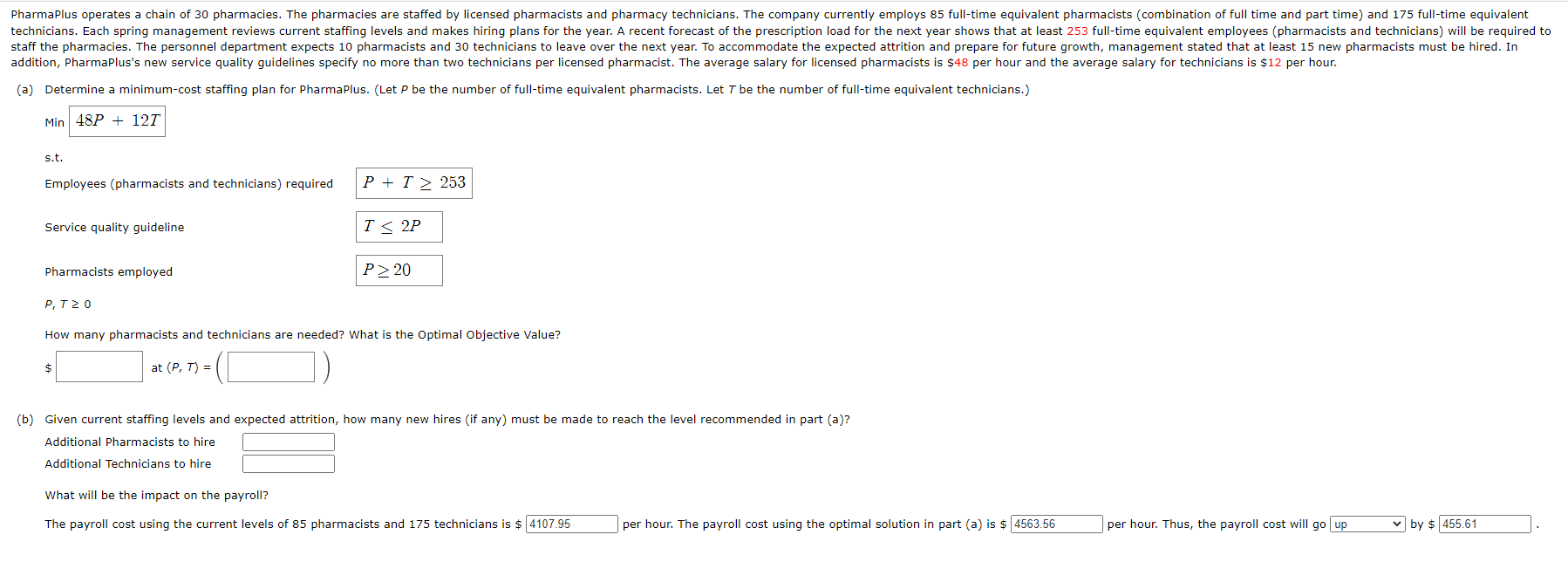 I need an explanation on the blank fields ONLY. The rest I
