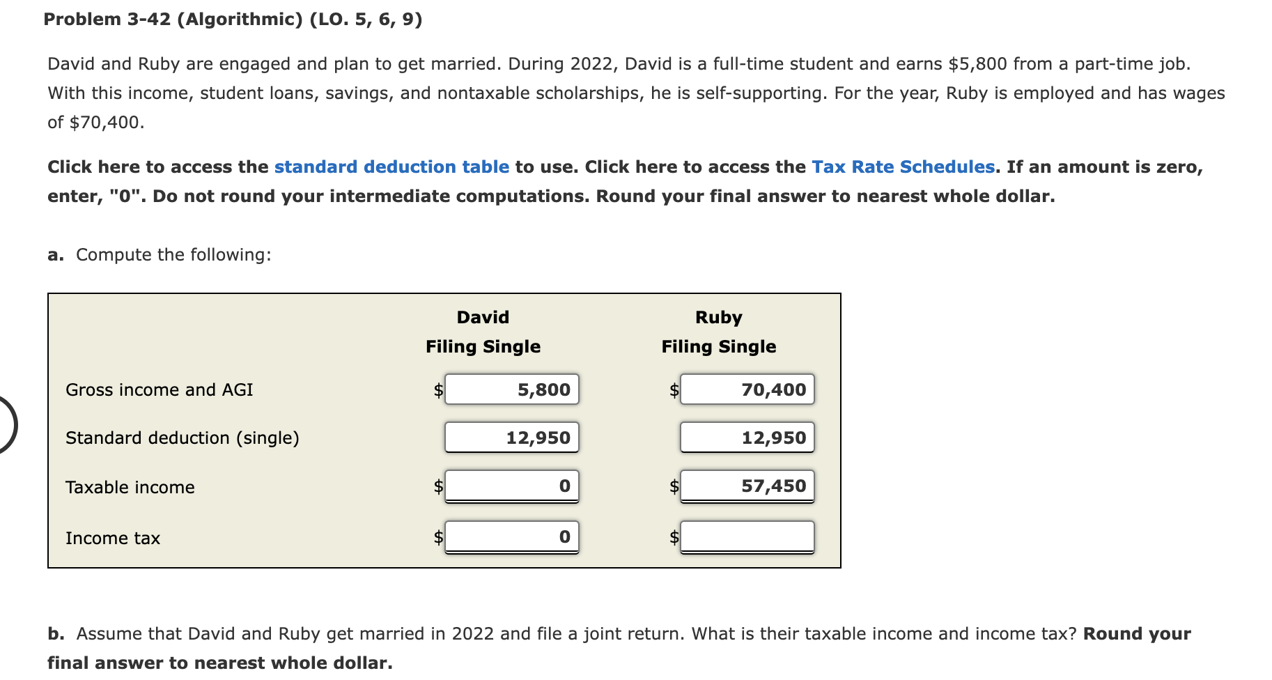  b. Assume that David and Ruby get married in 2022 and