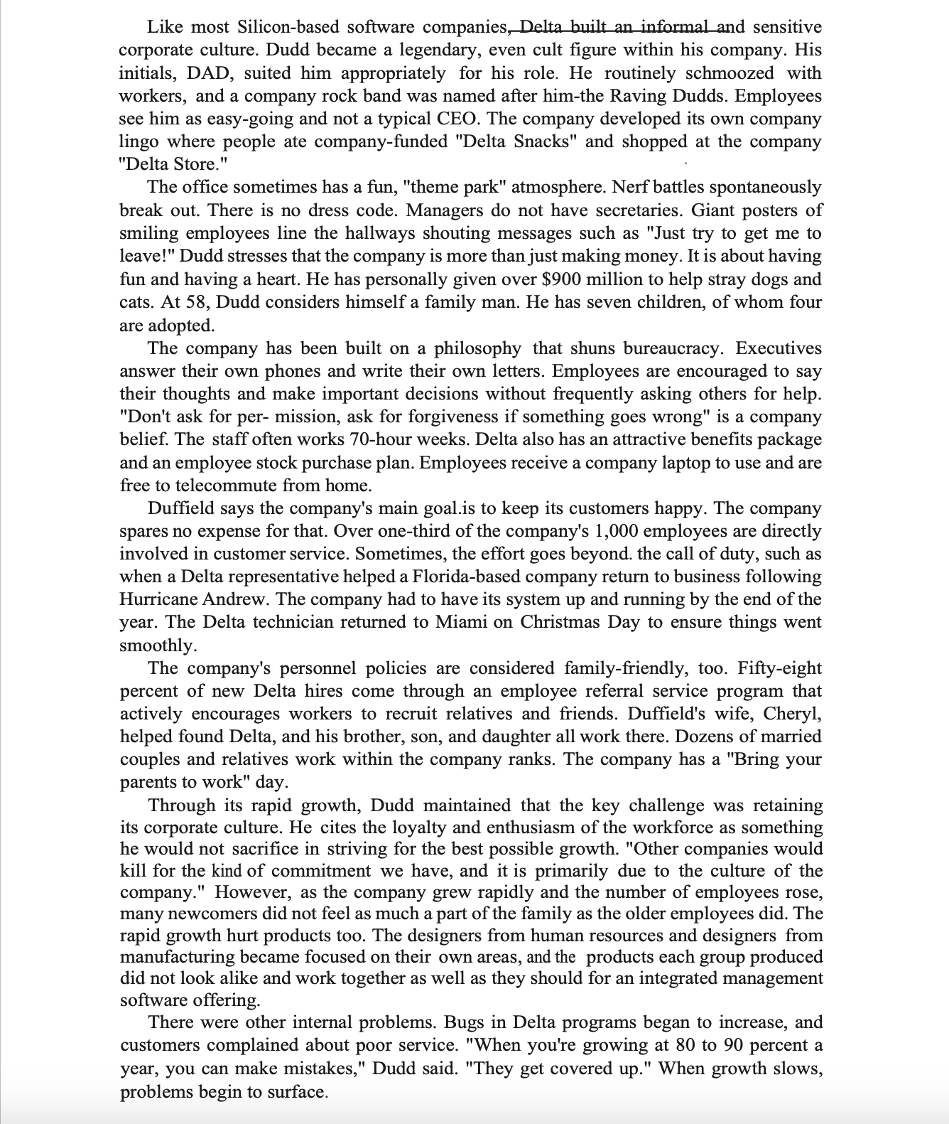 analysis for the case study Continued Growth The acquisitions of other software