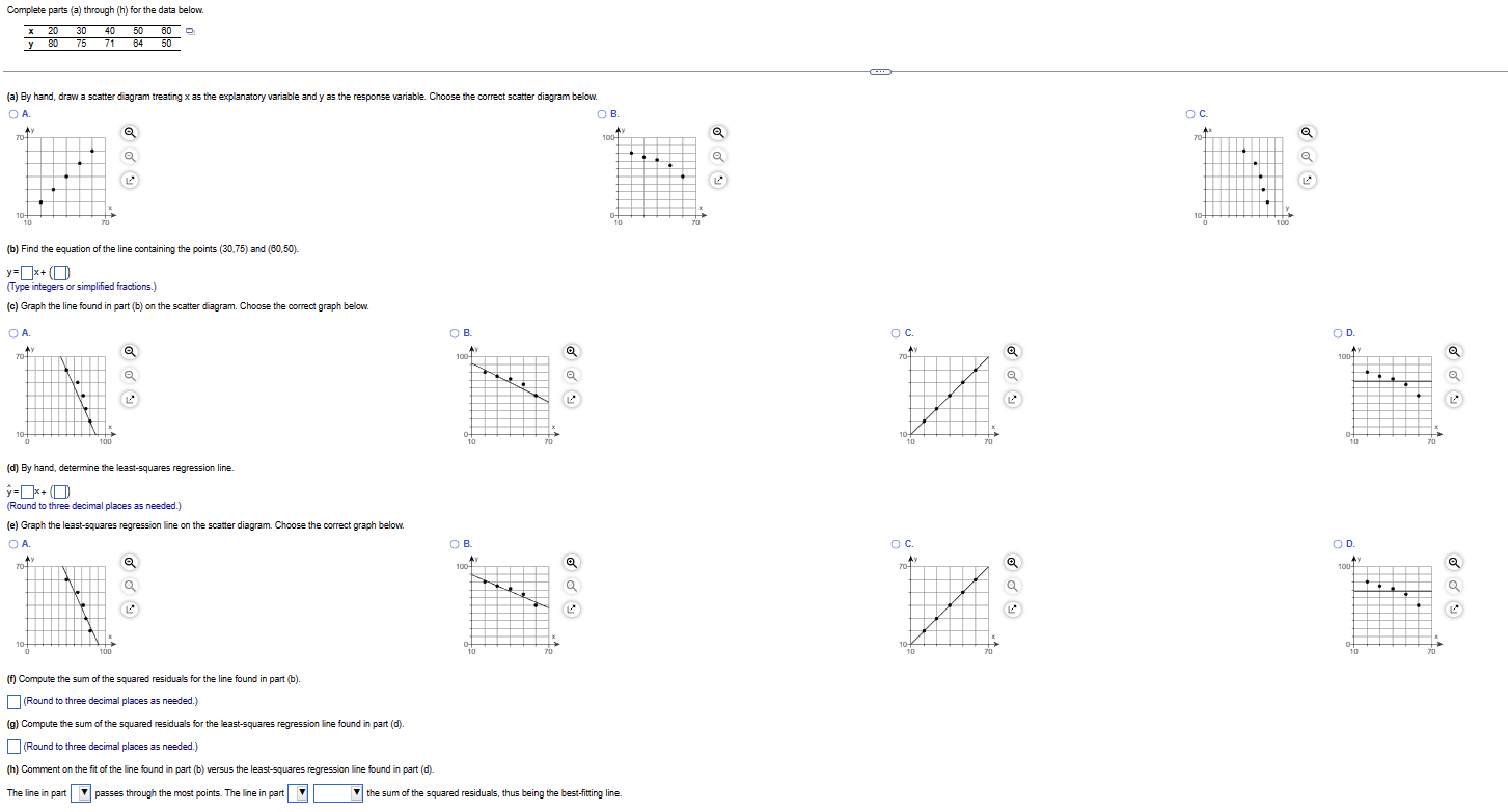  Complete parts (a) through (h) for the data below. 75 40