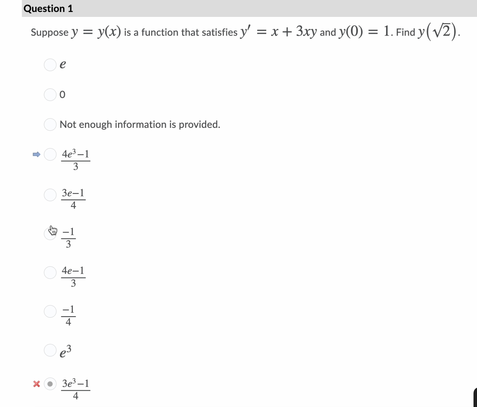  Question 1 Suppose y = y(x) is a function that satisfies
