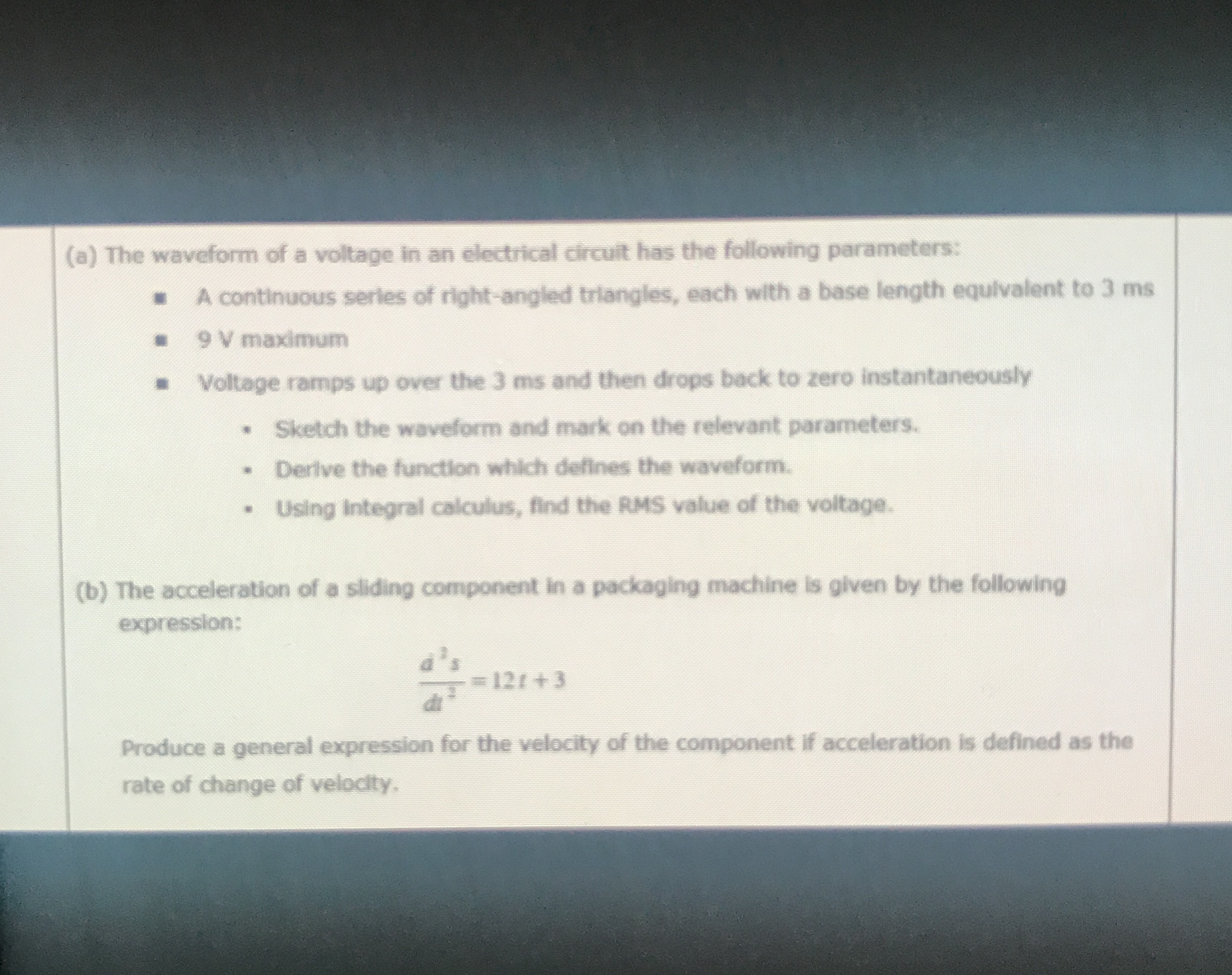 Use integral calculus to solve two simple engineering problems involving the definite