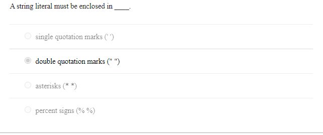  A string literal must be enclosed in single quotation marks ("')