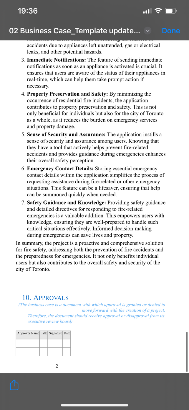 benefits and savings that may be realized if the project is approved.