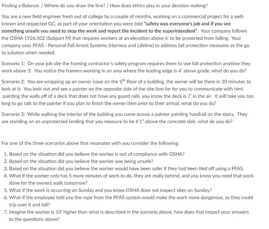 Finding a Balance. / Where do you draw the line? /