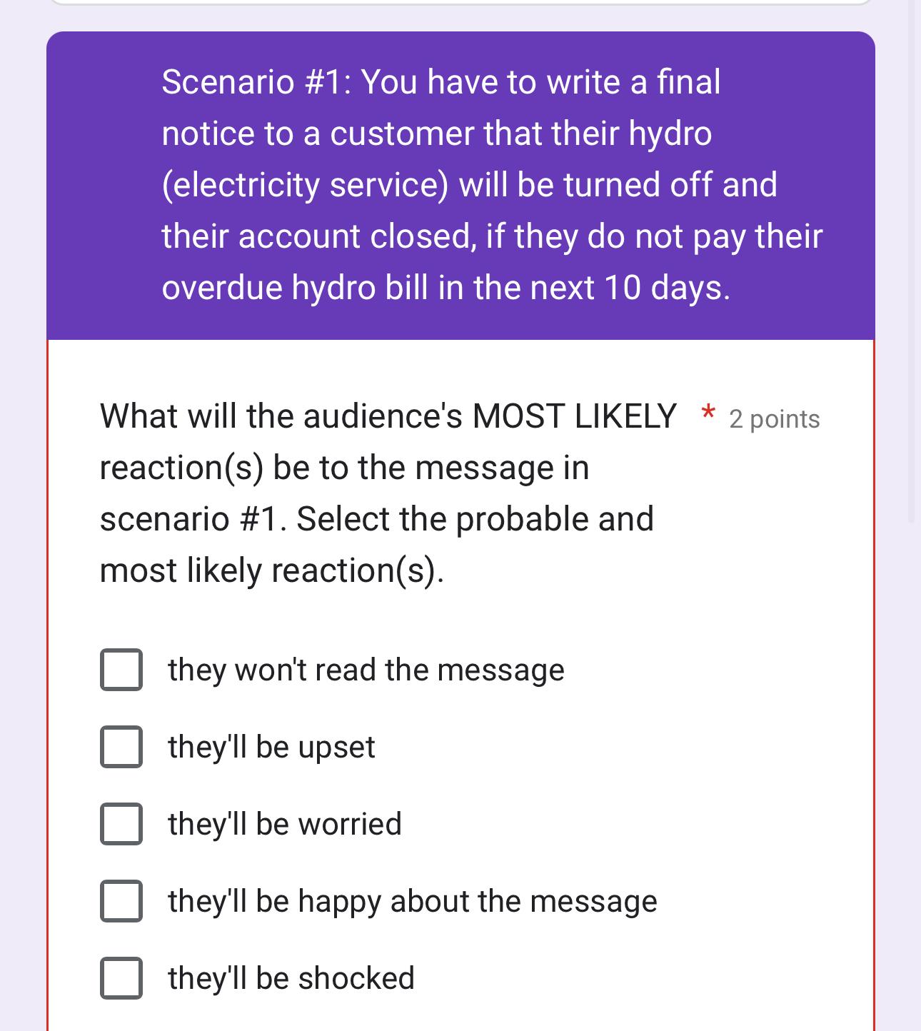  Scenario #1: You have to write a final notice to a
