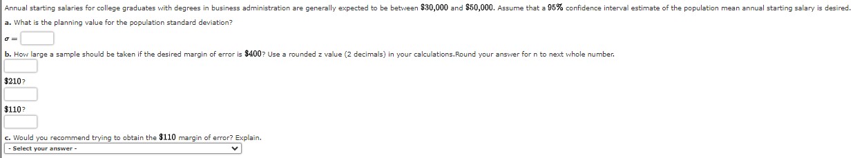  a. What is the planning value for the population standard deviation?