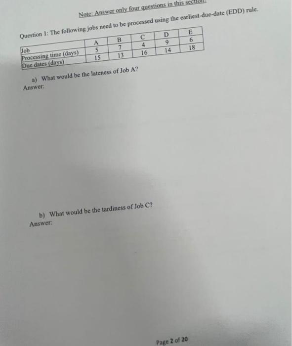 hellp pleasee Note: Answer only four questions in this Answer: b) What