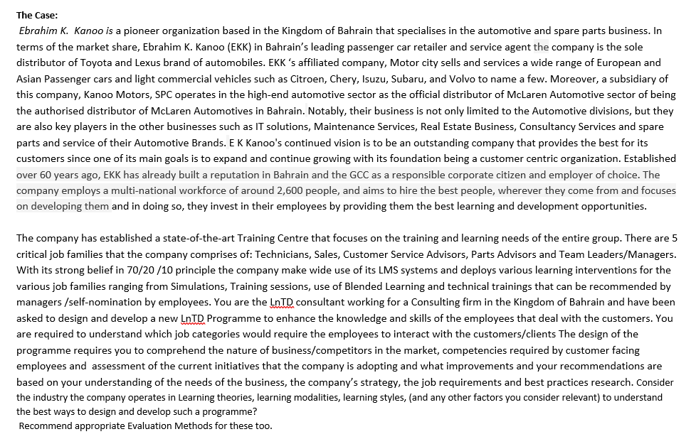 Case Study Company Info Guidelines Write a BODY to the Report (