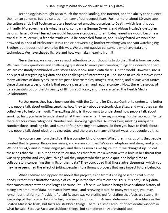 by Susan Etlinger, write a brief summary of what you learned. -