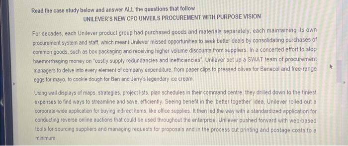  Read the case study below and answer ALL the questions that