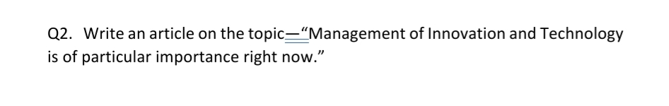 Business Management ' (12. Write an article on the topic Management of