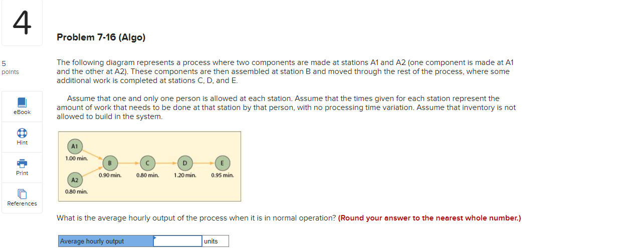 The following diagram represents a process where two components are made