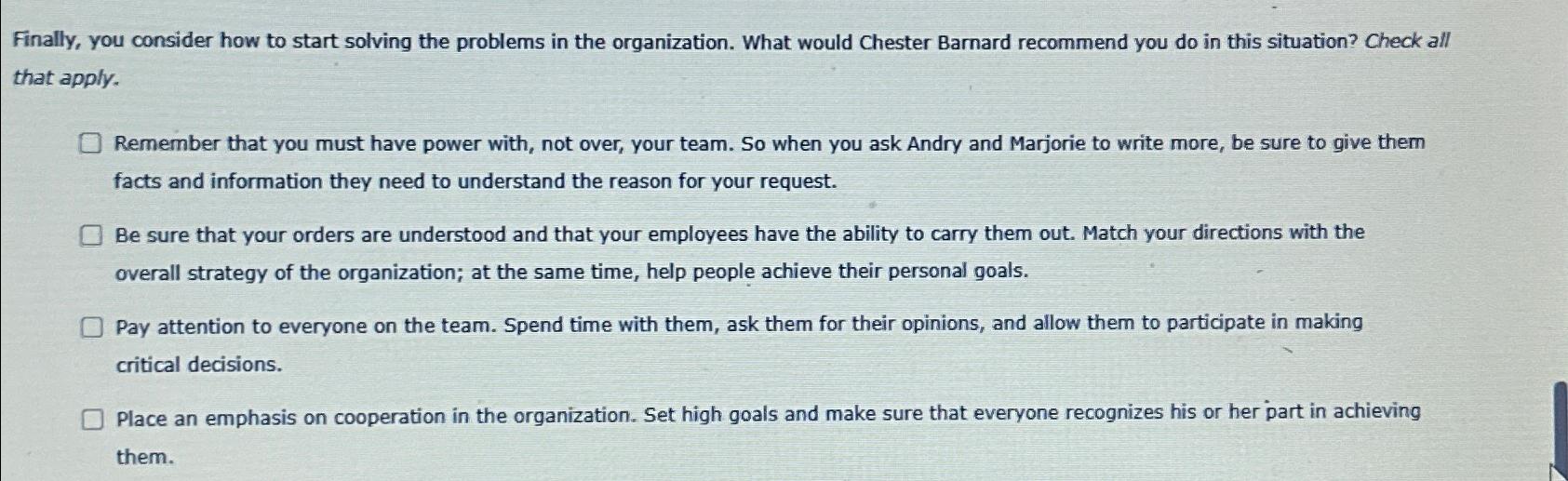  Finally, you consider how to start solving the problems in the