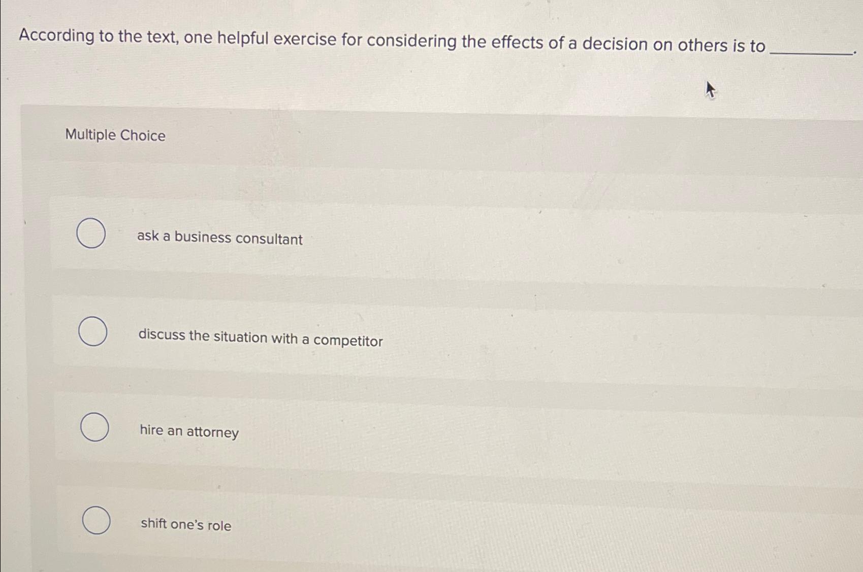  According to the text, one helpful exercise for considering the effects