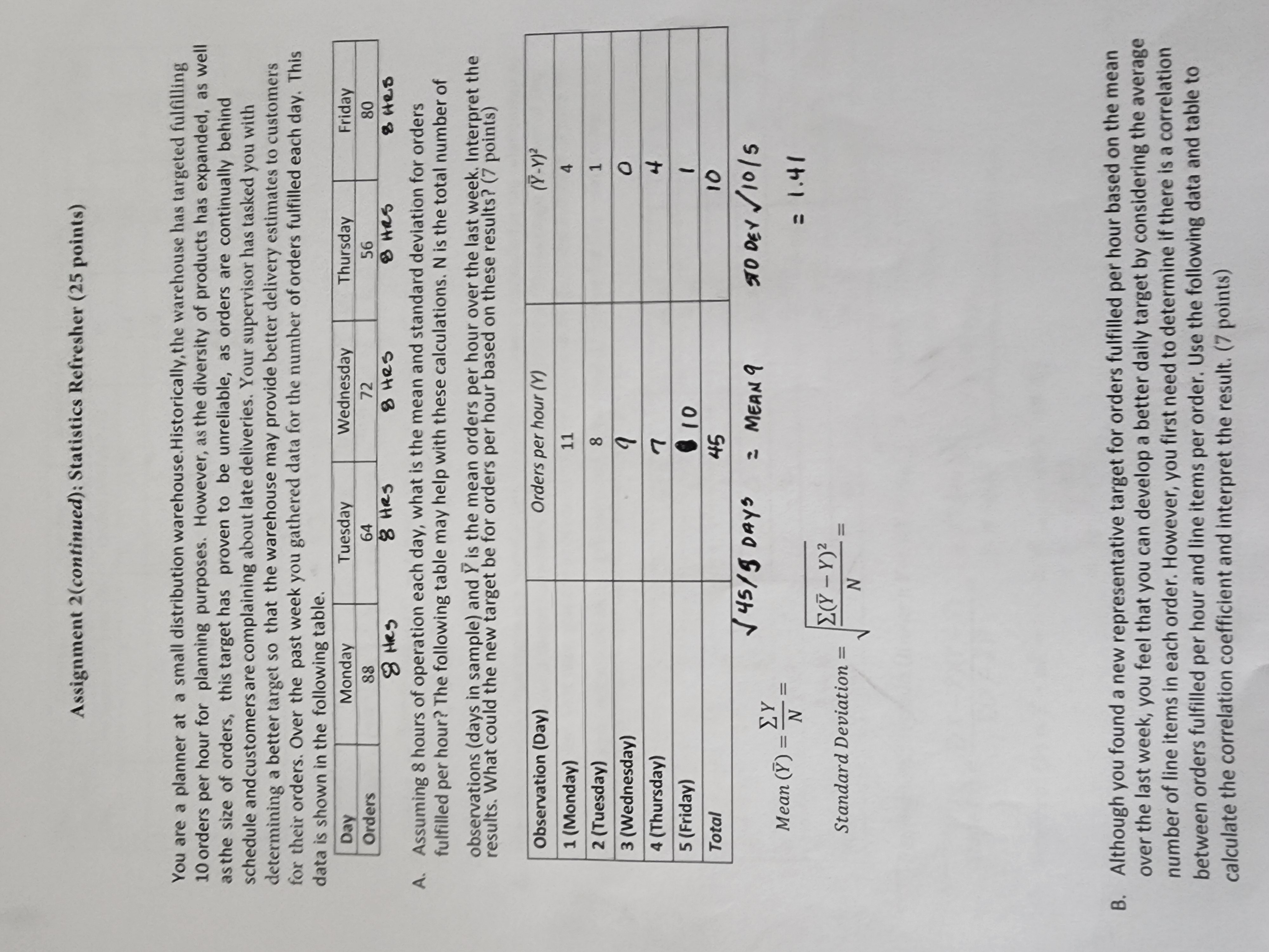 excel spreadsheet showing my work. As you can see, I did the