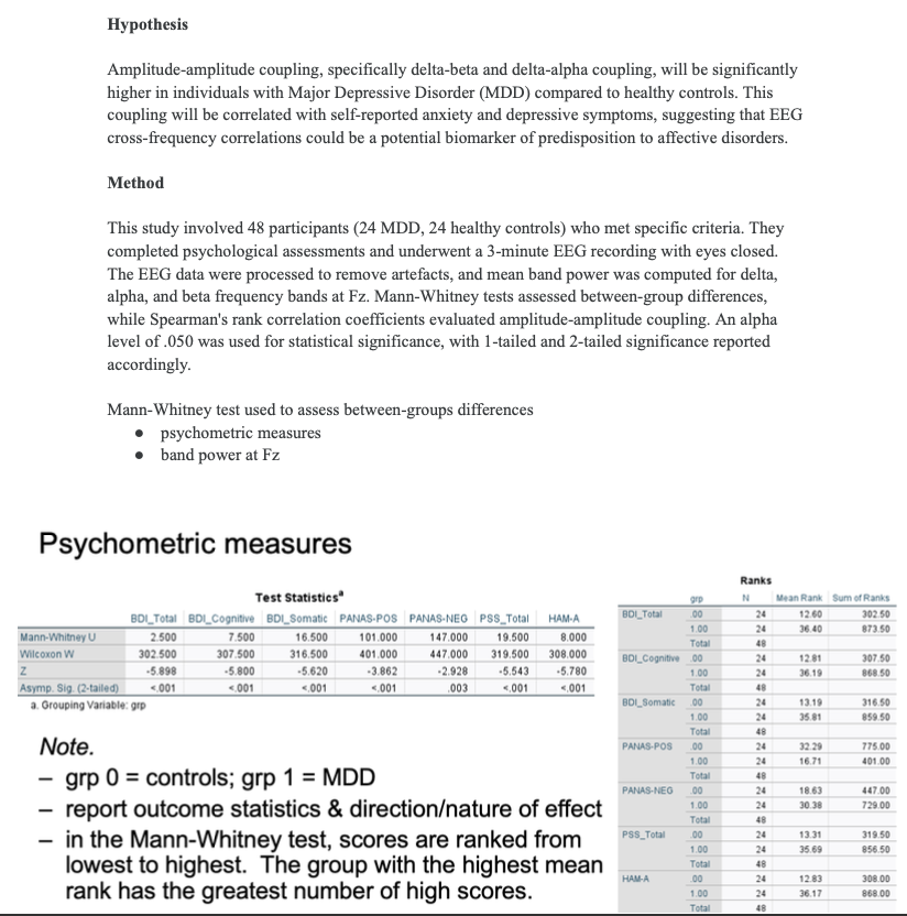A) Please help me in interpreting the below results based on the
