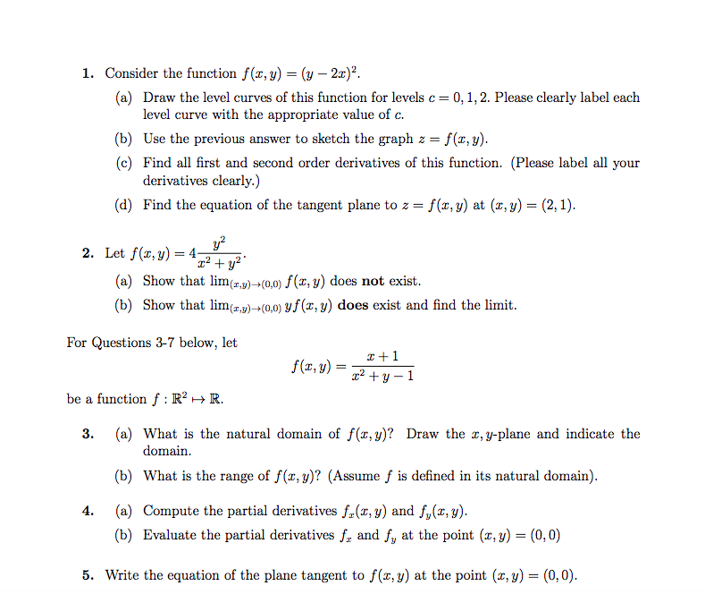 1. Consider the function f(x, y) = (y 2x) 2 . (a)