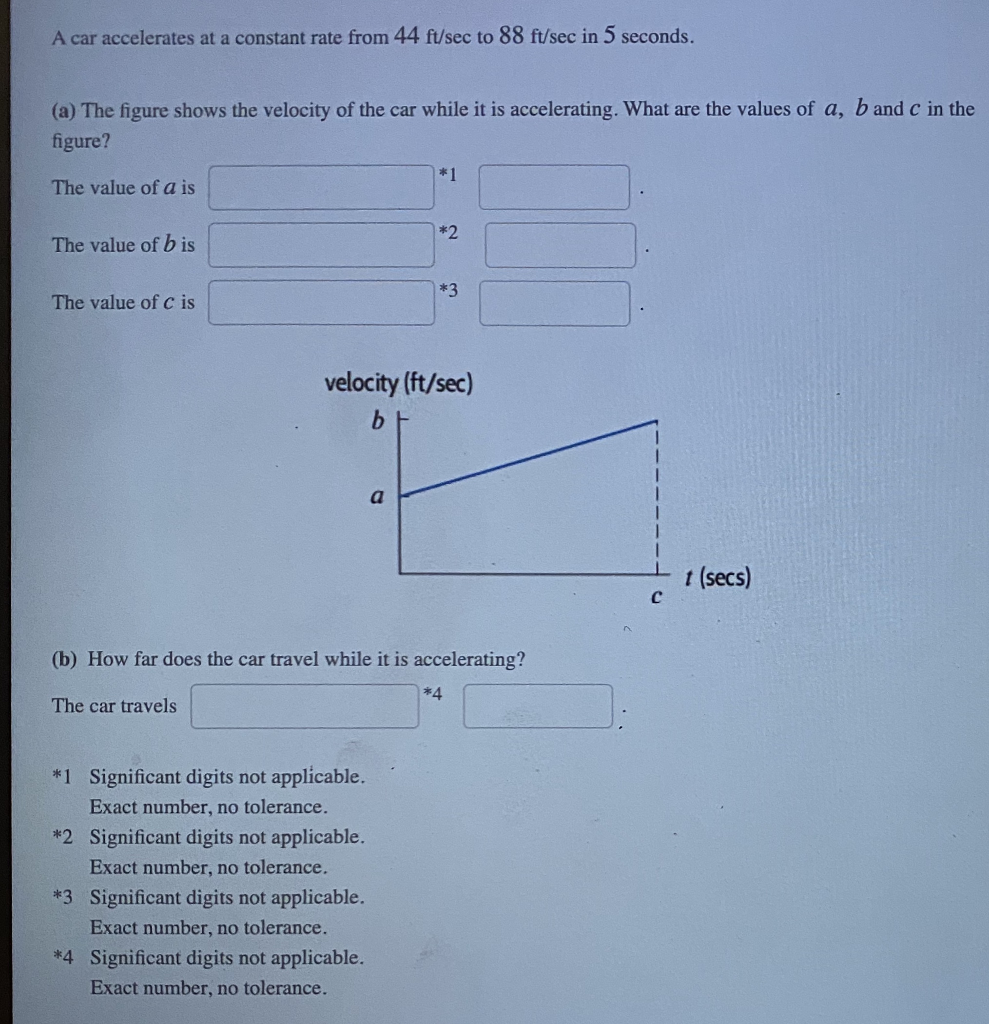 My question is below. A car accelerates at a constant rate from