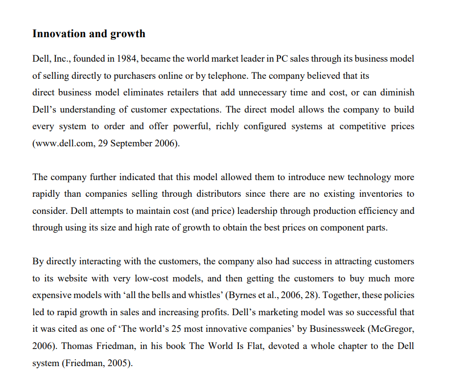 SECOND QUESTION 1 a. What problems may Dell encounter in its change