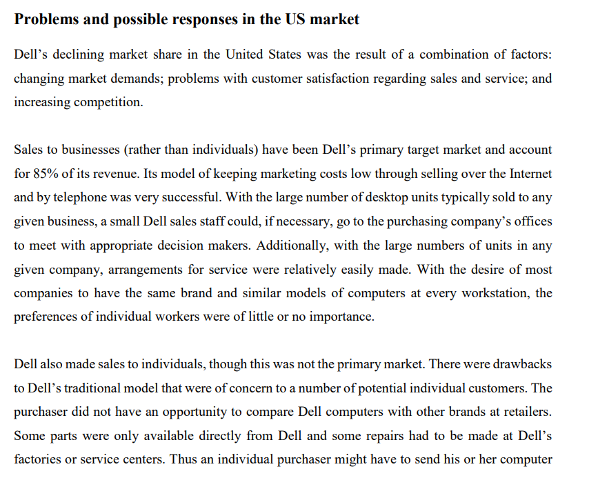personal computers using direct sales through the Internet and over the telephone