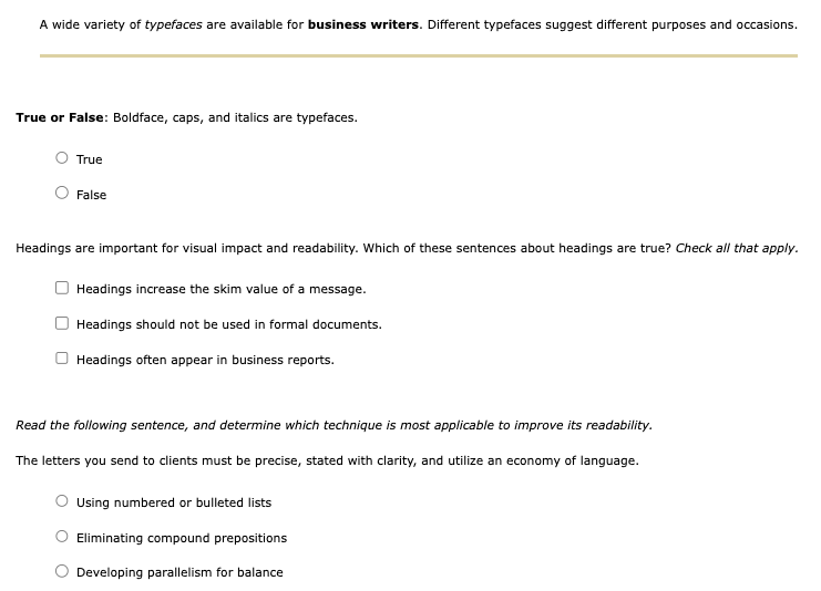 message, you want your audience to find the information it needs quickly