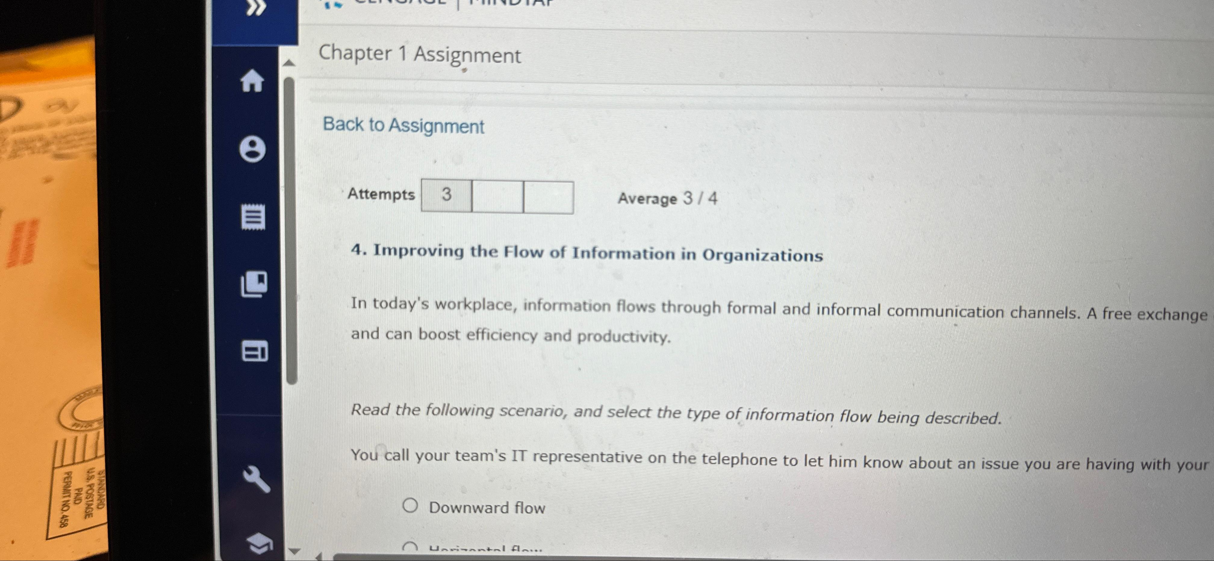  Chapter 1 Assignment Back to Assignment Attempts Average 34 4. Improving