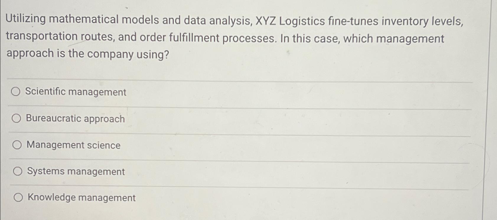  Utilizing mathematical models and data analysis, XYZ Logistics fine-tunes inventory levels,