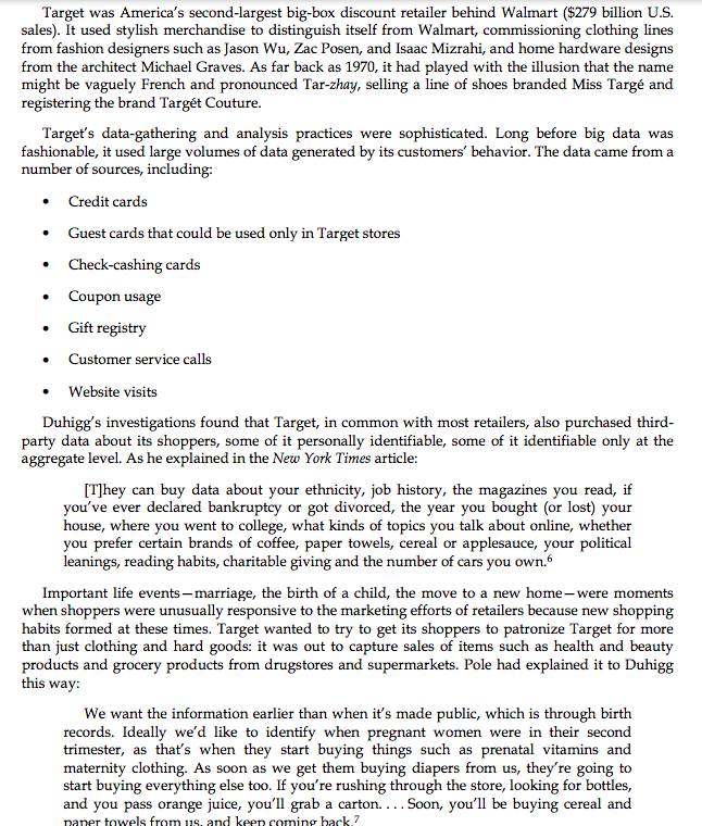 article on predictive analytics in marketing had led him to Target Stores'